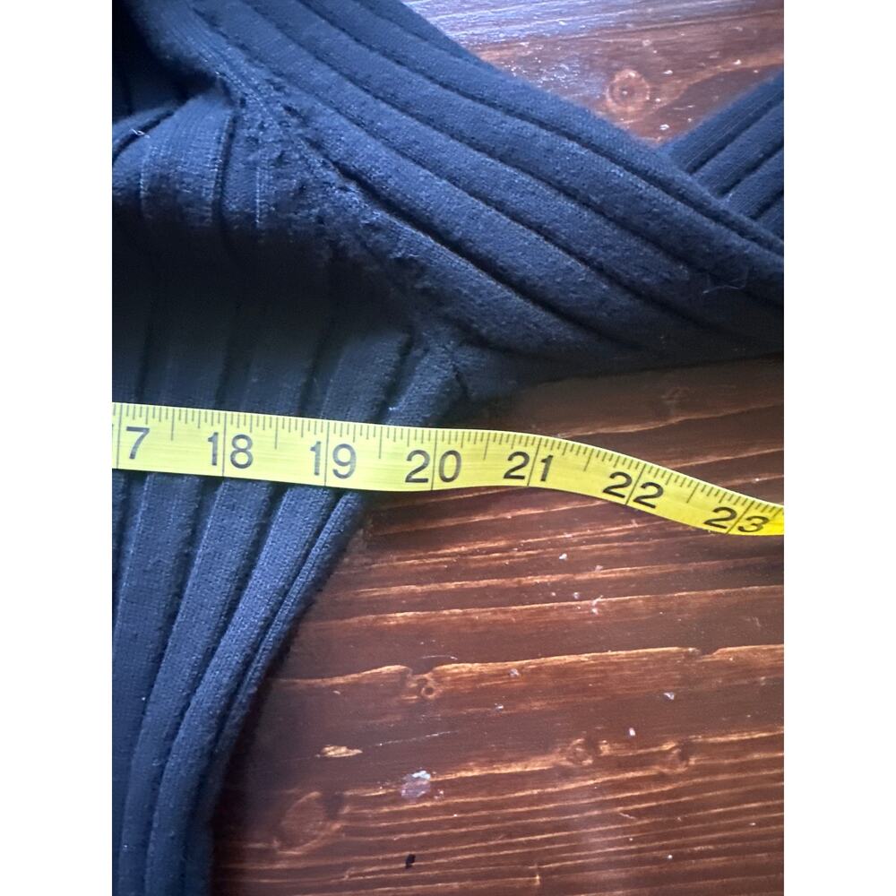 Y2K Belldini Ribbed High Neck Ruffle Penny Lane Cardigan Sweater L Black Trendy - Picture 12 of 15